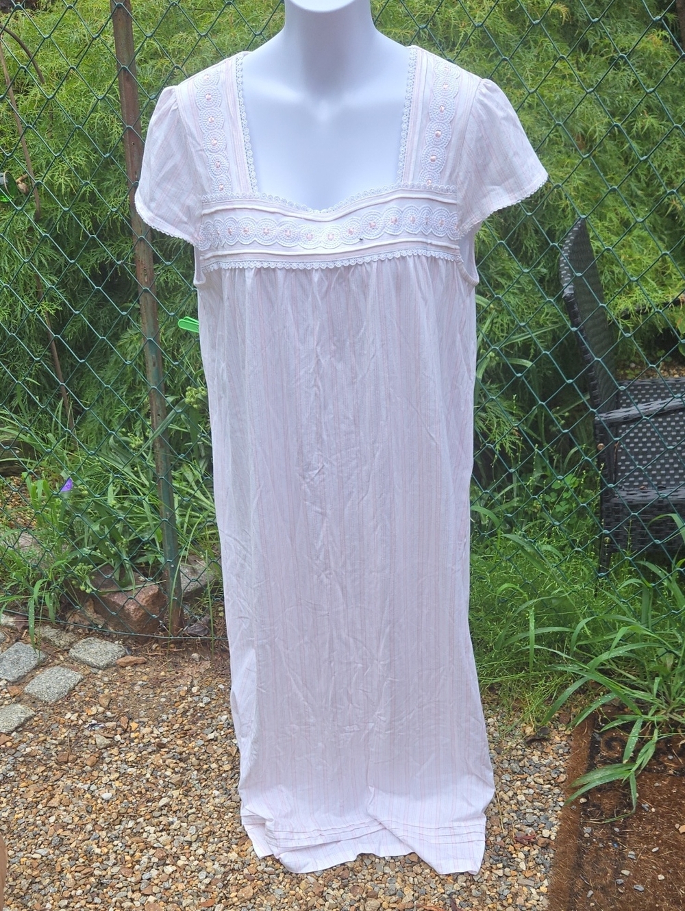 Charter Club Pale Pink Cotton Nightgown with Lace Yoke